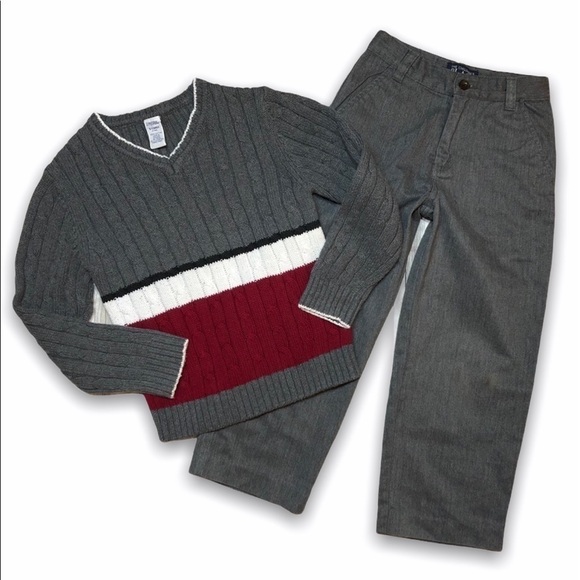 𝅺GYMBOREE 6 All Aboard Holiday Sweater TCP Pants - Picture 1 of 3